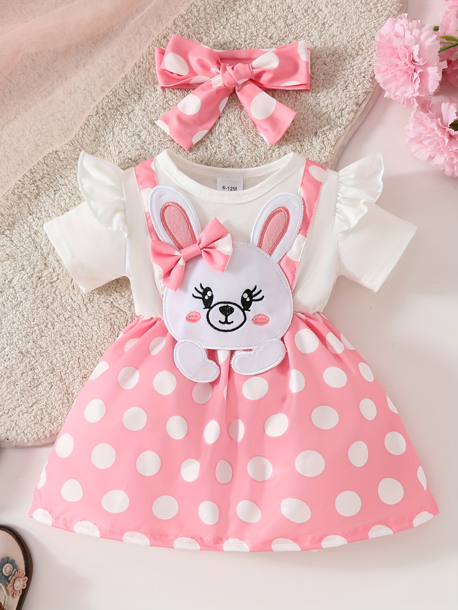 rabbit short sleeve dress with headscarf