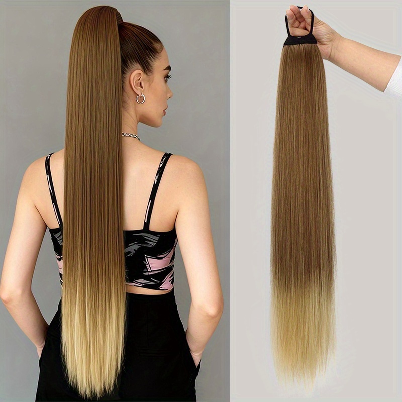 Extensão de Rabo de Cavalo Ombré de Preto Longo para Loiro 2