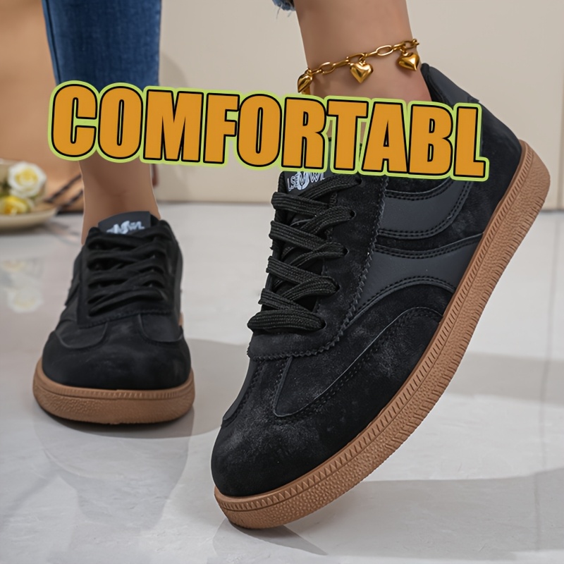 TEMU Low-top Lace-up Casual Shoes, Women'-color Retro German Training Sneakers, Non-slip Flat Shoes Suitable For , Versatile Footwear Ideal For Daily