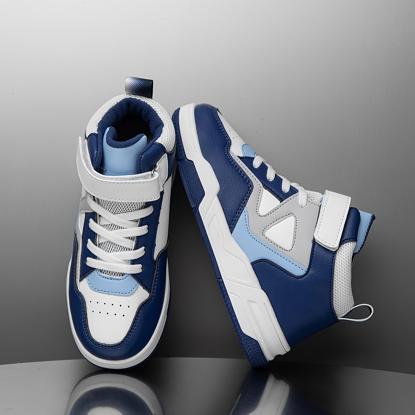 Boys' High-Top Geometric Color-Block Sneakers - Fashionable All... product image 6