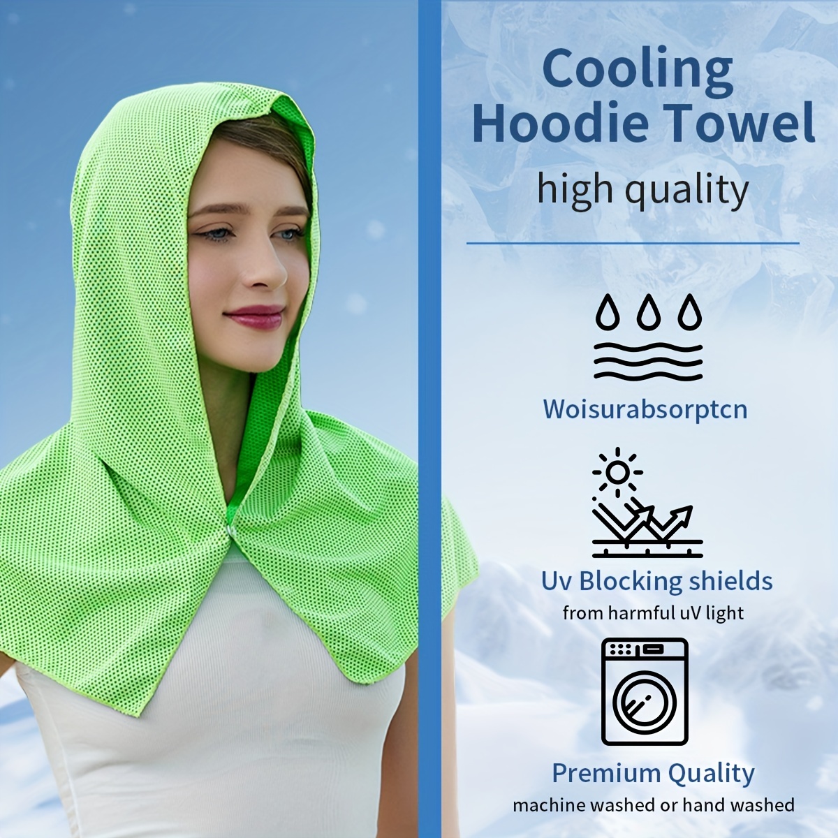

1pc Cooling Hoodie Towel, Absorbent Quick-drying Cooling Towels For Neck And Face, Sun Protection Cooling Neck Wraps Sport Head Towel For Workout Cycling Cooling Towel Hot Weather