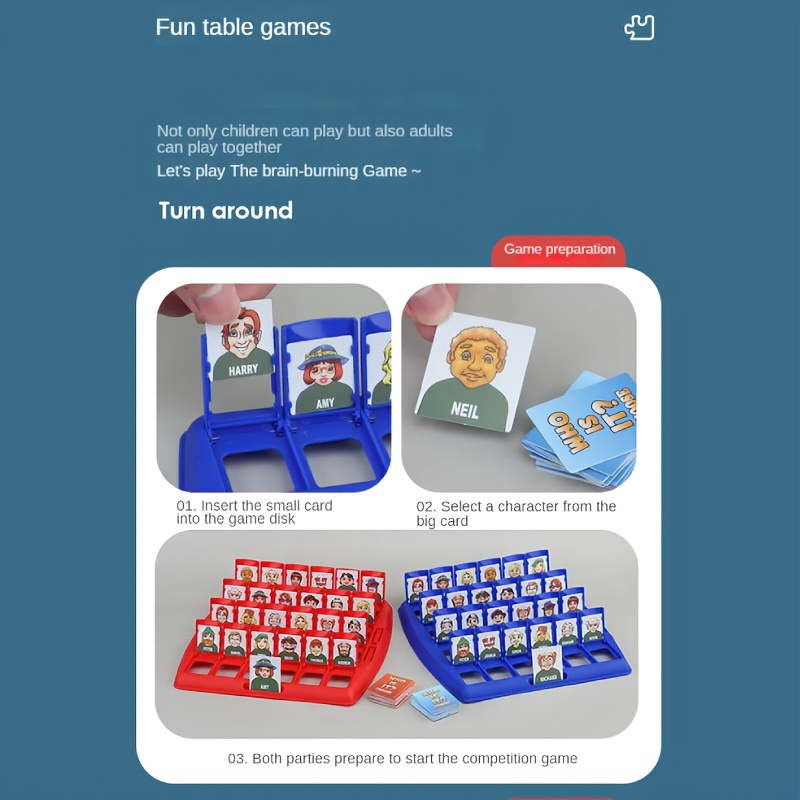 Educatief Redeneer Logica Speelgoed Bureauspel Kaarten voor het Raden van Karakters in een Twee-Speler Interactieve Gevecht