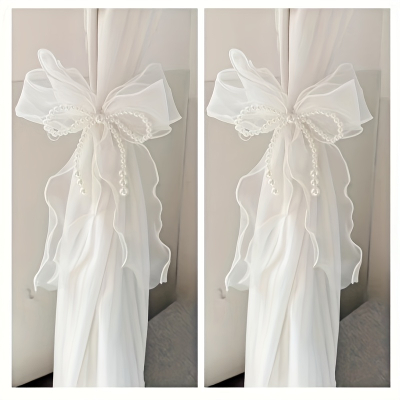 2pcs Pearl Mesh, Knot Yarn, Binding Rope, Curtain Accessories, Light Luxury French Curtain , Binding Rope