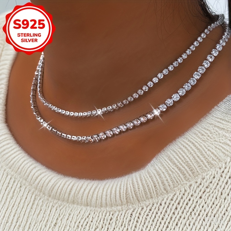 Women's Choker Necklace with Square Cubic Zirconia Inlay