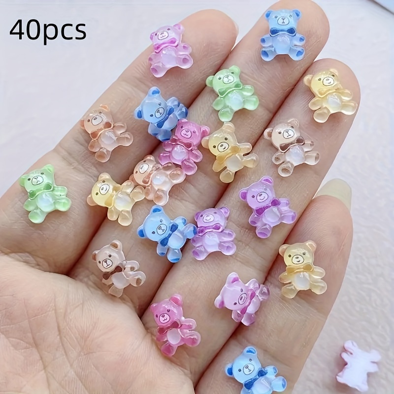40 Mini Cartoon Bow Made Of Resin Glitter - Handmade Nail Art Decorations, Wedding Scrapbooking Crafts, Additions