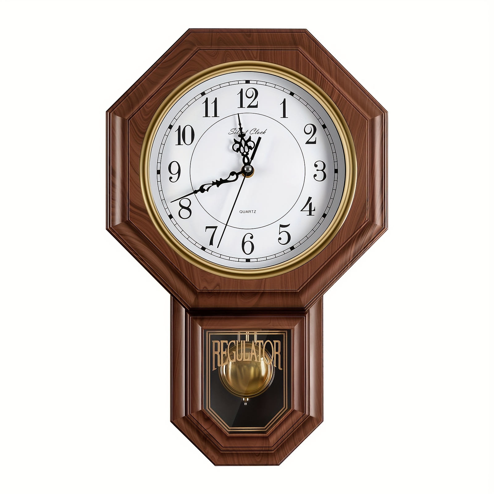 TEMU 1/2pcs Pendulum Wall Clock, Traditional Arabian Pendulum Wall Clock, Chimes, Clock, Work Clock, Music Clock, Battery Powered, Plastic Pendulum,