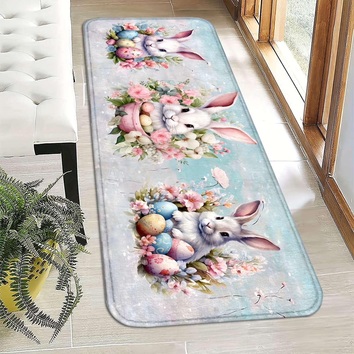 TEMU Rabbit-themed Easter Door Mat Designed For Indoor Use, Perfect For And Front Doors