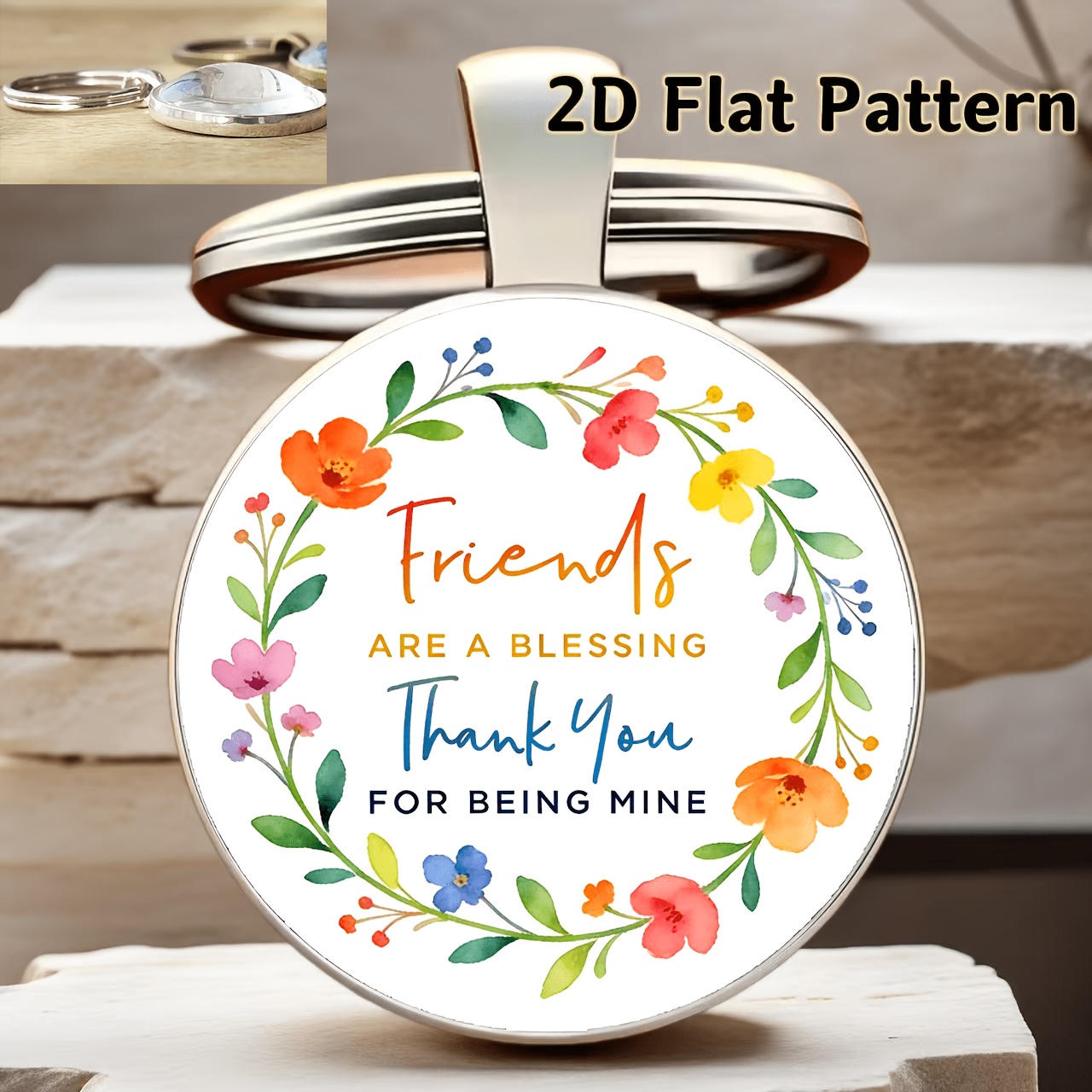 TEMU Thankful For The Floral Keychain From A , A Lovely Accessory Gift For , Featuring , A Small Keepsake For And To Gratitude And - Unisex Hanging