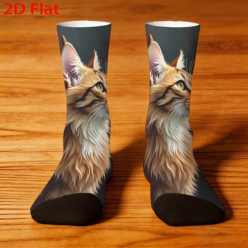 item picture 2d flat 1 pair socks orange patterned decorative socks birthday gift daily use comfortable valentines day matching easter decorative gift use ideal gift for enthusiasts