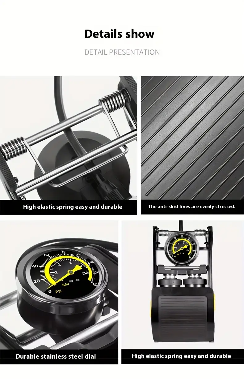high pressure 190 psi pump with pressure gauge portable air pump for car motorcycle and bicycle tires suitable for bicycles basketballs and pool inflatable pump for car tires details 13