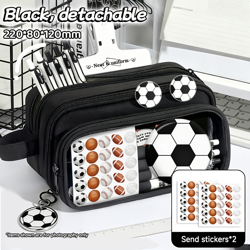 TEMU Detachable 10-layer Pencil Case, Cute Soccer-themed Cartoon Pencil Case, High-value Multi-functional Stationery Storage Box, A Back-to-school