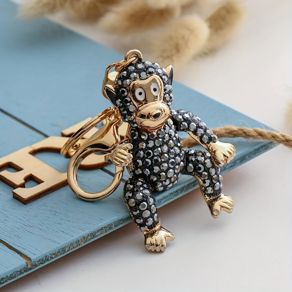 Artificial Diamond Encrusted Gorilla Keychain For Men Fashion Pendant