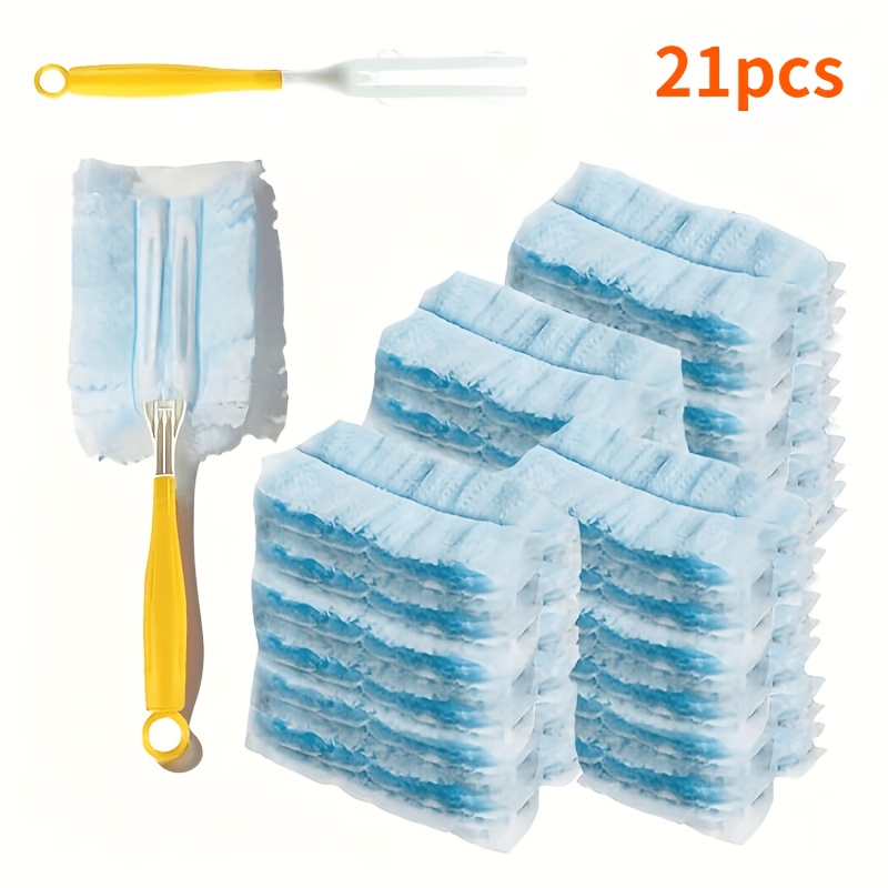 TEMU 21pcs Set ( Dust Cloths + 1 Handle) Disposable Electrostatic Duster, A Must-have For Home And Car Cleaning, Furniture, Keyboard, And Car Duster