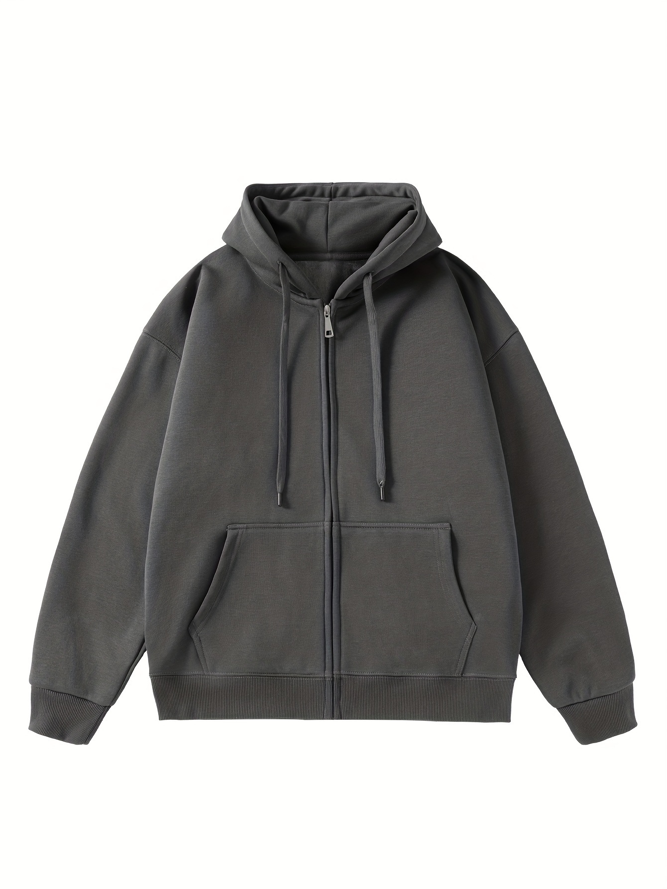 [1개 남성 캐주얼 후드 스웨트셔츠 자켓] 1개   남성 코튼 블렌드 후드 스웨트셔츠 자켓 - 캐주얼 긴팔 풀오버 포켓, 단색, 일반 핏, 지퍼 잠금, 가을/겨울 니트웨어