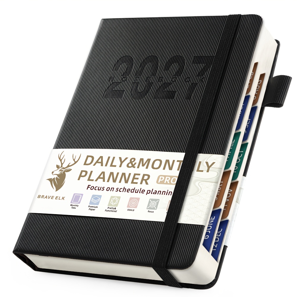 TEMU BRAVE ELK 2027 Planner Accademico, Agenda Quotidiana e Mensile A5 Rilegata con Segnalibri, Organizzatore per Scuola, Ufficio e Casa