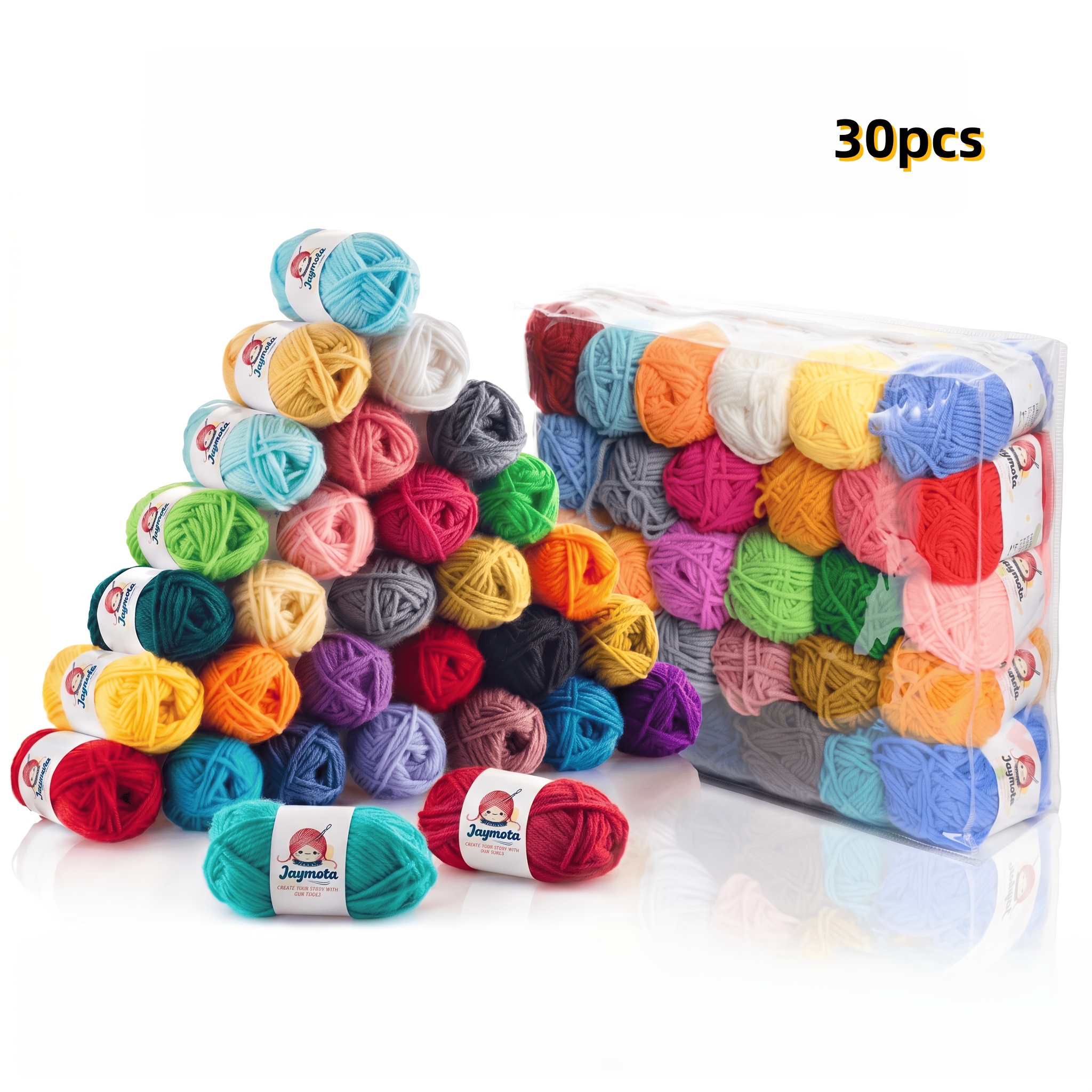 Image of Acrylic Yarn 16/30/60pcs, 2962m Total Length For 60 Skeins, Assorted Yarn Balls, Crochet Knitting Craft Yarn, Storage Bag Included For 30 & 60pcs Set