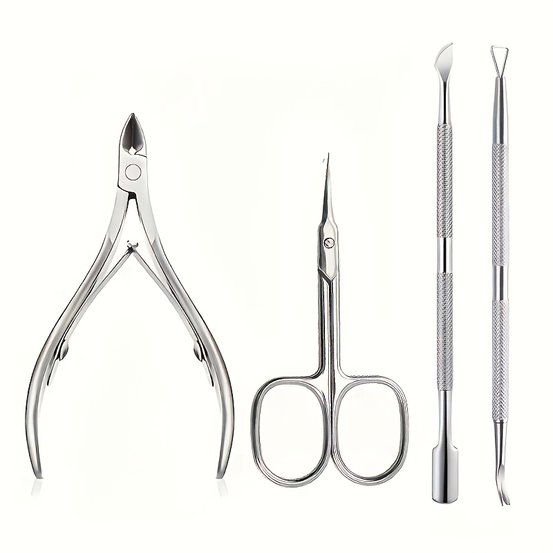 TEMU A Set Of 4 Professional Stainless Steel Durable Nail Care Tools, Including A Nail Clipper, Multifunctional Nail Pushers And Removers, Cuticle