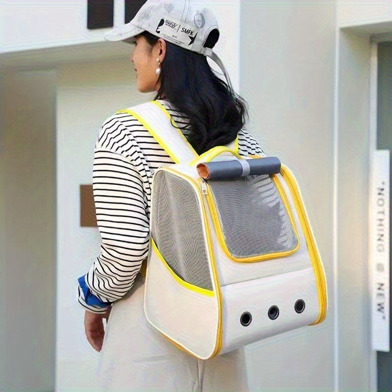 foldable cat backpack carrier lightweight breathable pet travel bag with 8kg capacity   ventilation mesh carry on backpack mode hiking camping carrier for small pets hands free   seniors friendly