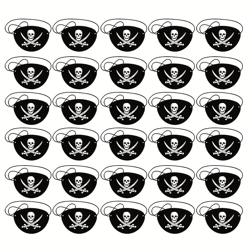 Image of B.ivw 30pcs Skull Eye Patches, Perfect For Halloween Pirate Costume, Birthday Party Decorations, And Supplies For Halloween And Christmas Events