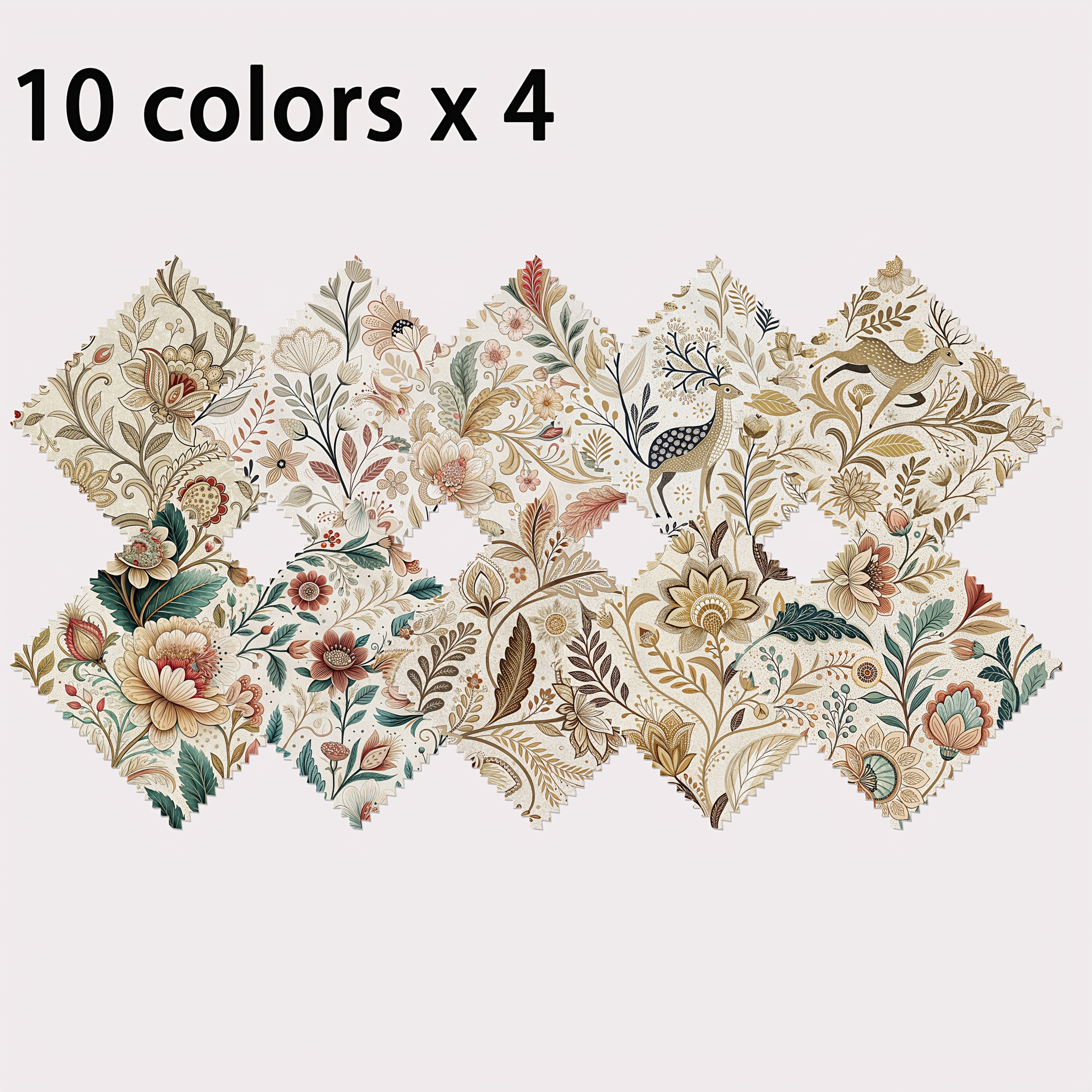 TEMU 40pcs Charm Pack Assortment, Plant Embossed Style Patterns, Handmade And Textures, 10 Designs Of 120g Polyester Quilting, Suitable For Quilting,