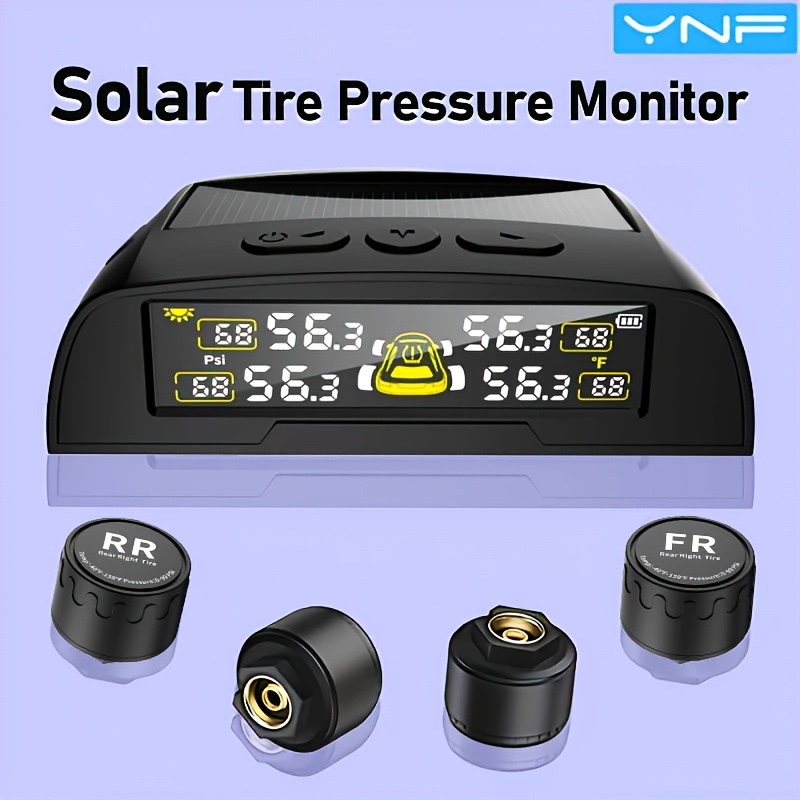 Image of Ynf Universal Tpms 4 External Sensors Real-time Pressure Temperature Monitor Usb Battery Powered Vibration Switch For Fleet Managers Car Owners