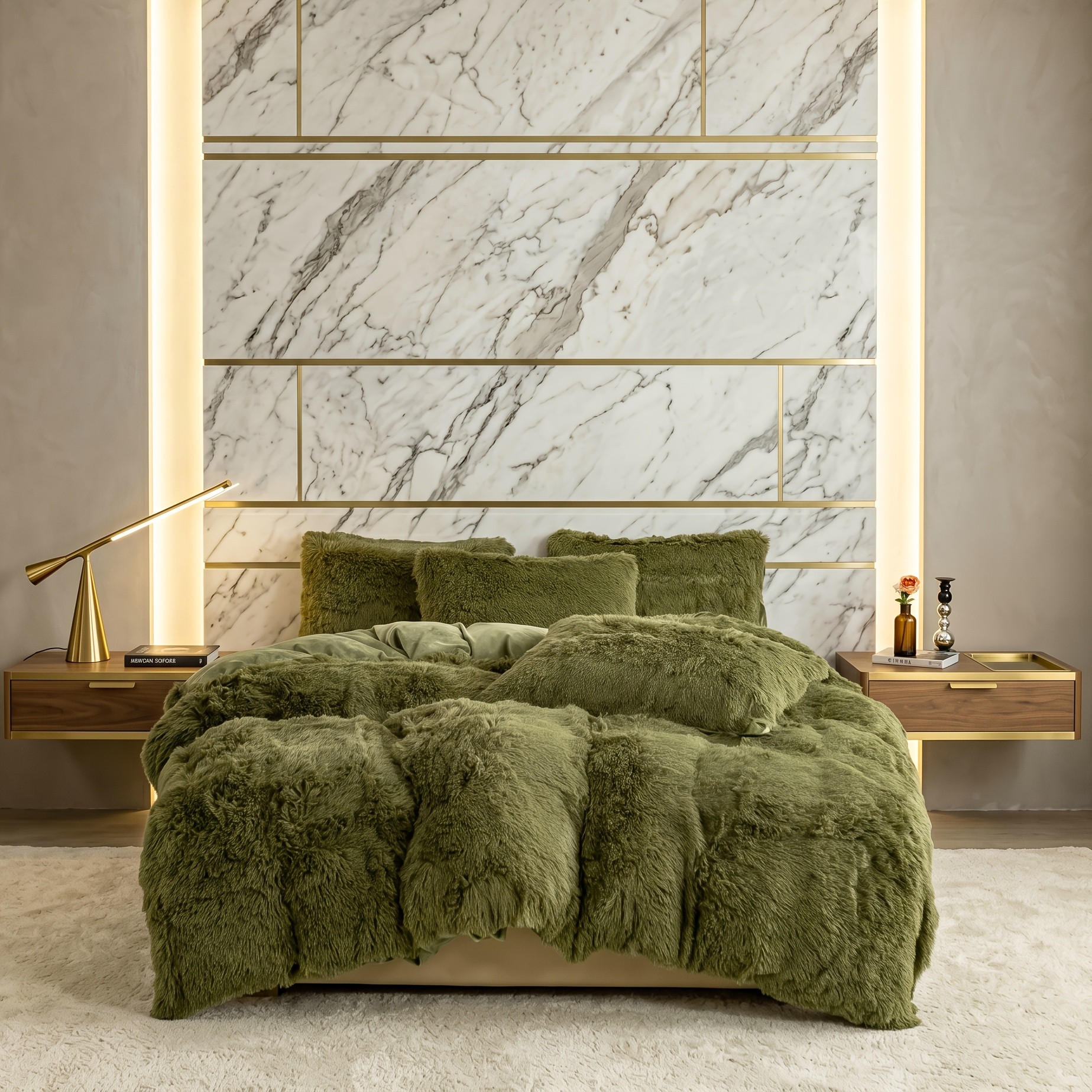 3pcs Simple Solid Color Long Plush Duvet Cover, Fresh Thickened Warm Bedroom 3pcs Set (does Not Duvet Or Pillow Inserts)
