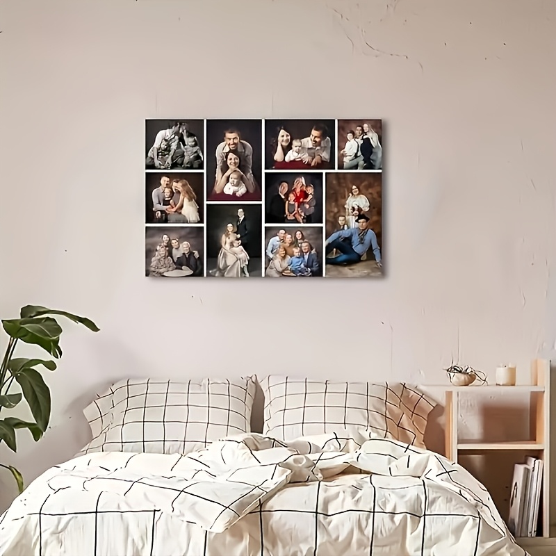 TEMU 2d Flat, 2d Flat, Unframed, Customizable Photo Collage Canvas Print, Supports Multiple Photos (including Selfies, Pets, People, Etc.), Suitable