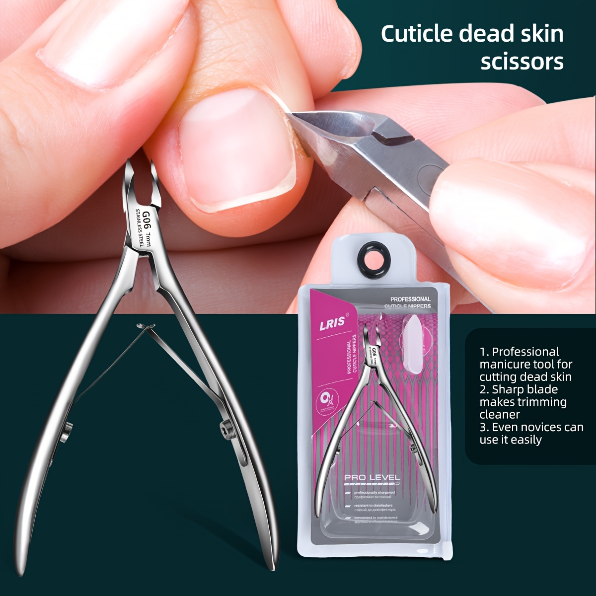 

Professional G06 Stainless Steel Cuticle Scissors: Precise Trimming For Nail Care - Double Spring, Sharp Blade, Easy To Use - Suitable For Foot, Hand, And Nail Care