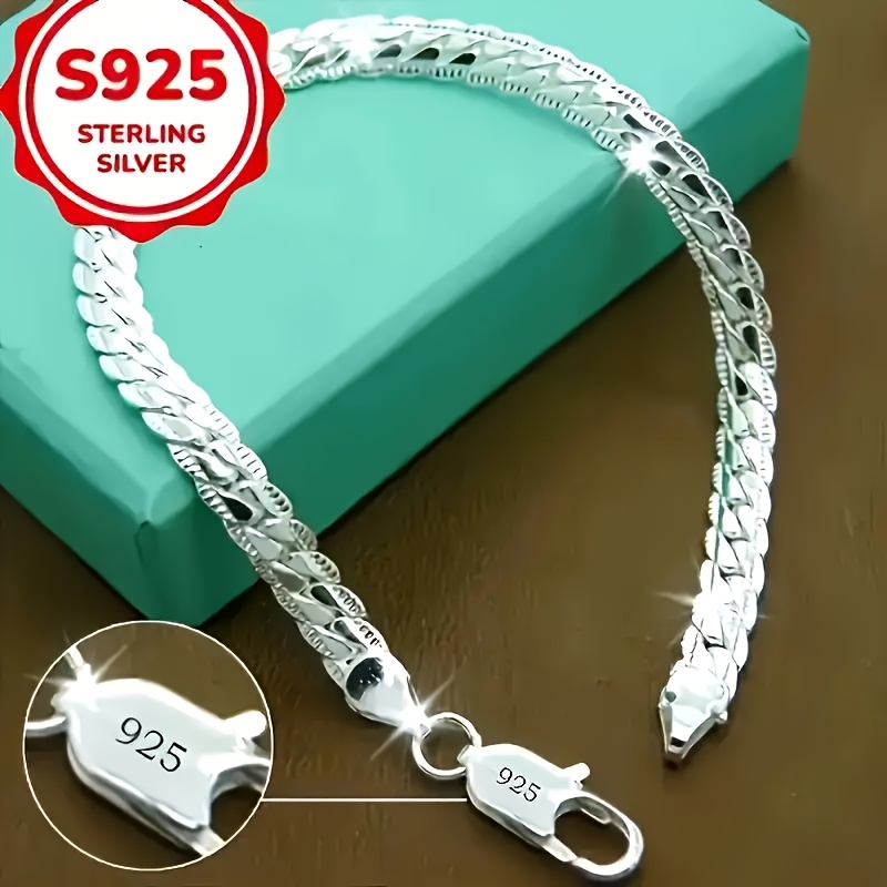 TEMU Un bracelet chaîne cubaine argenté haut de gamme, design élégant, adapté aux hommes et aux femmes - de carnaval parfait