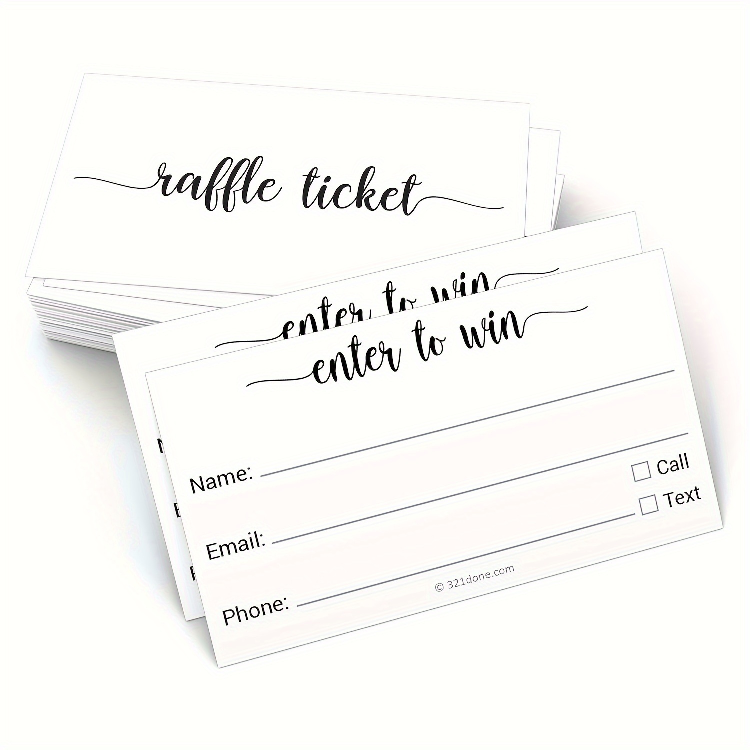 

50pcs White Raffle Tickets With Name, Phone & Email - Lottery Prizes & Games