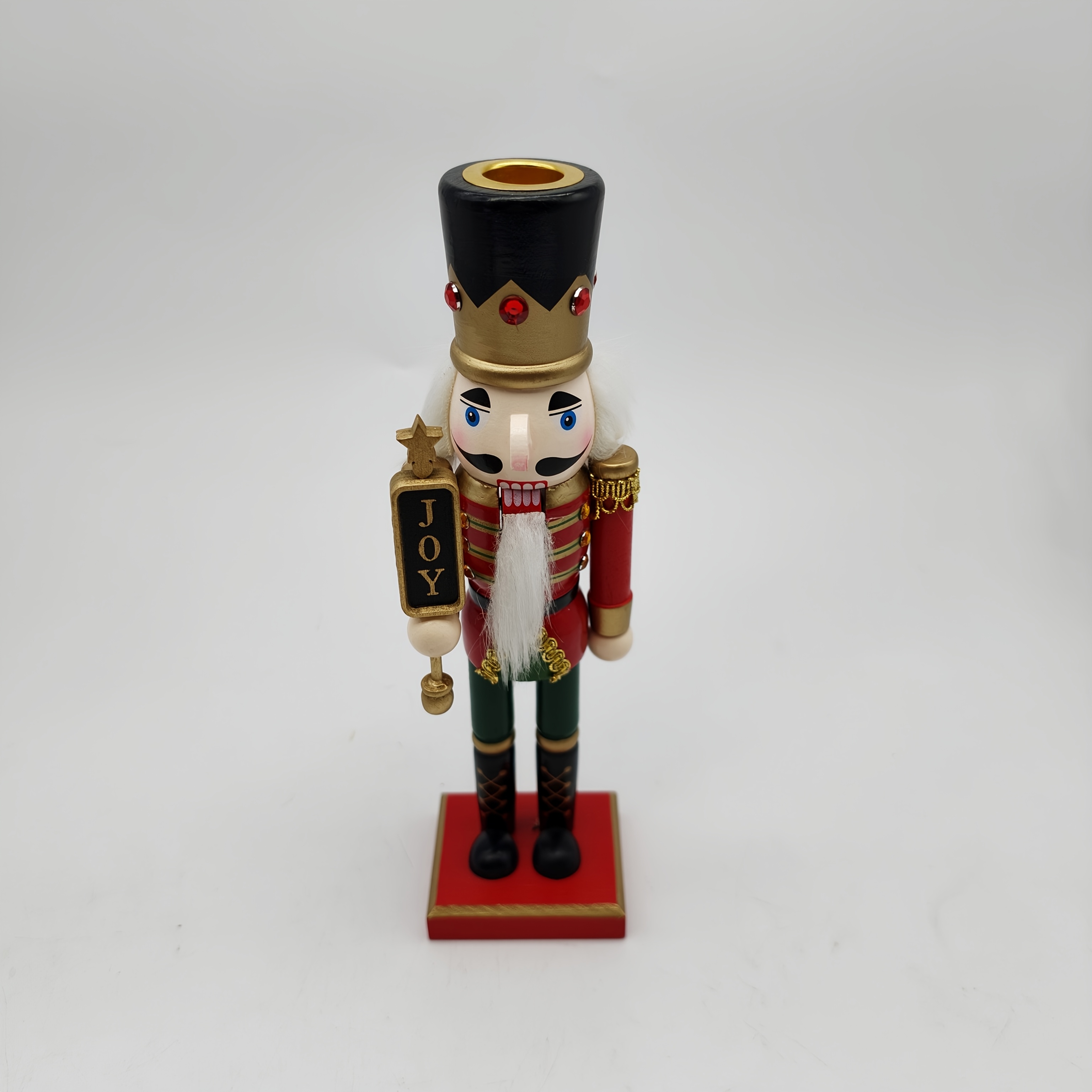TEMU Porte-bougie Noël en bois peint de soldat, décoration de fête, convient pour étagère de cheminée de ferme, table de présentoir , NOEL Bleu