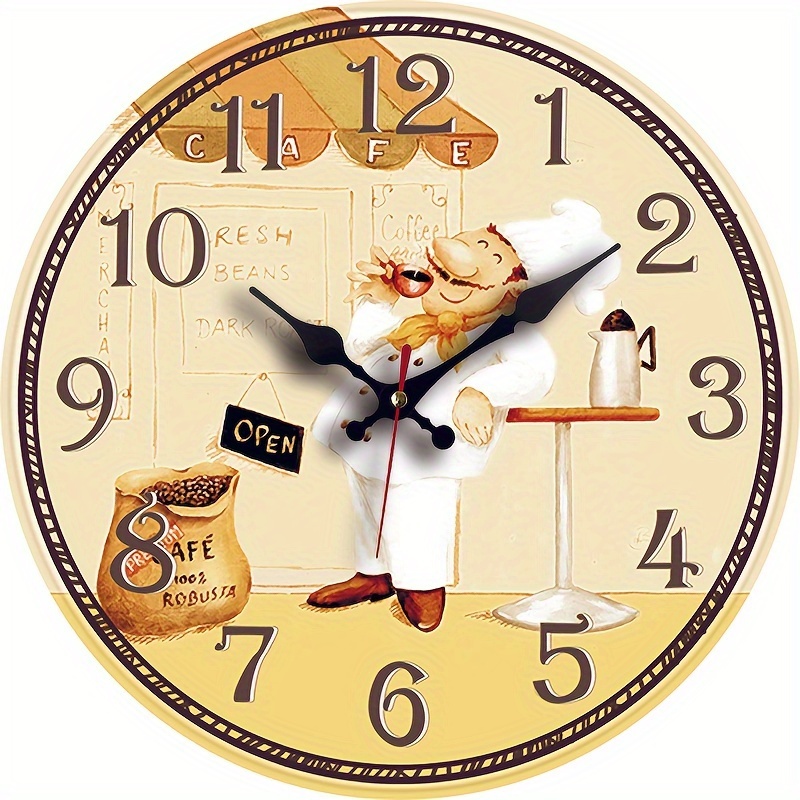 TEMU 1pc Vintage Wall Clock - Silent Quartz Movement Round Wooden Clock, Rustic Country Style For Bedroom, Living Room, Office, Kitchen & Bathroom