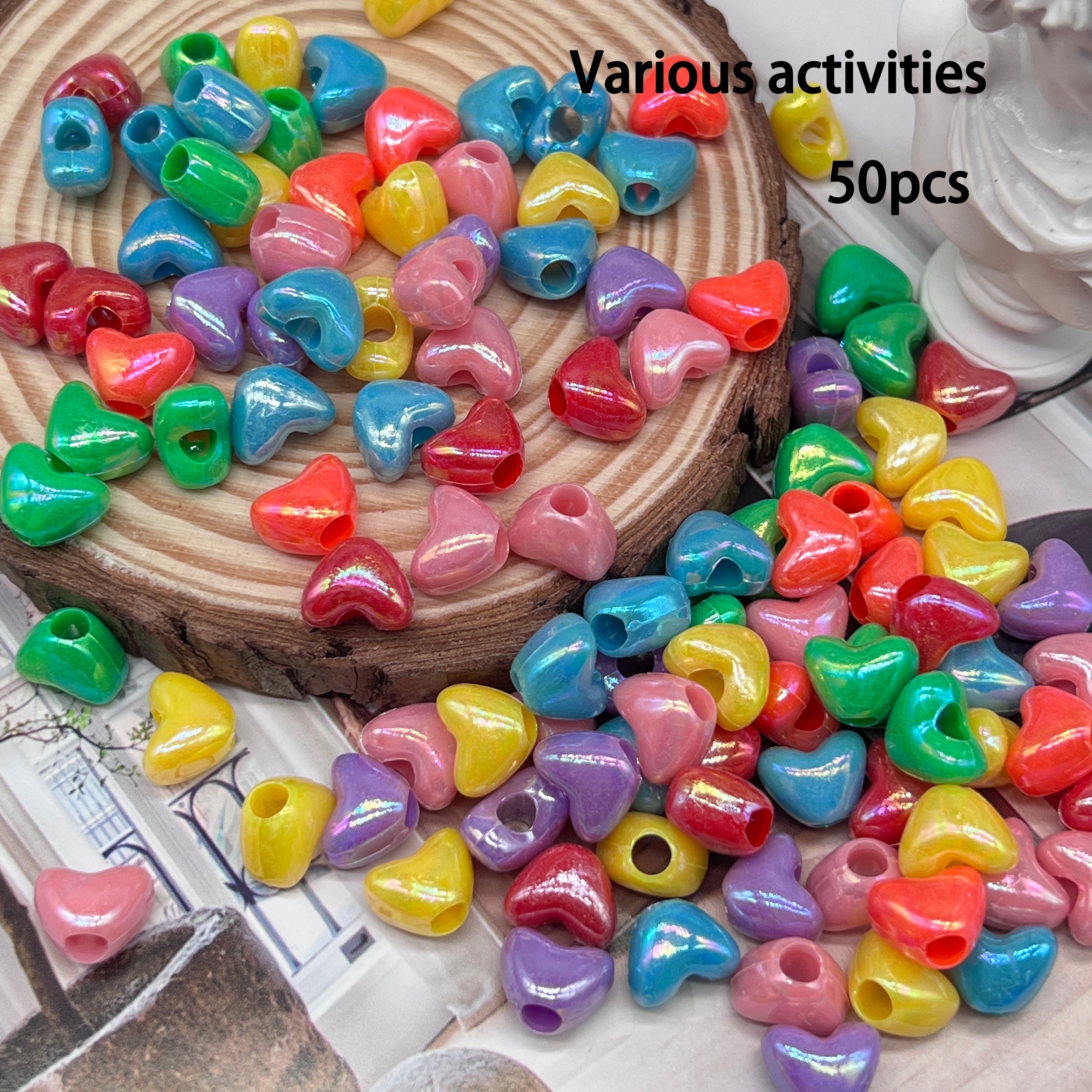 Image of 9 * 11mm/0.35*0.43inch 50pcs Colored Large Hole Handmade Diy Bracelet Necklace Crafts Jewelry Accessories