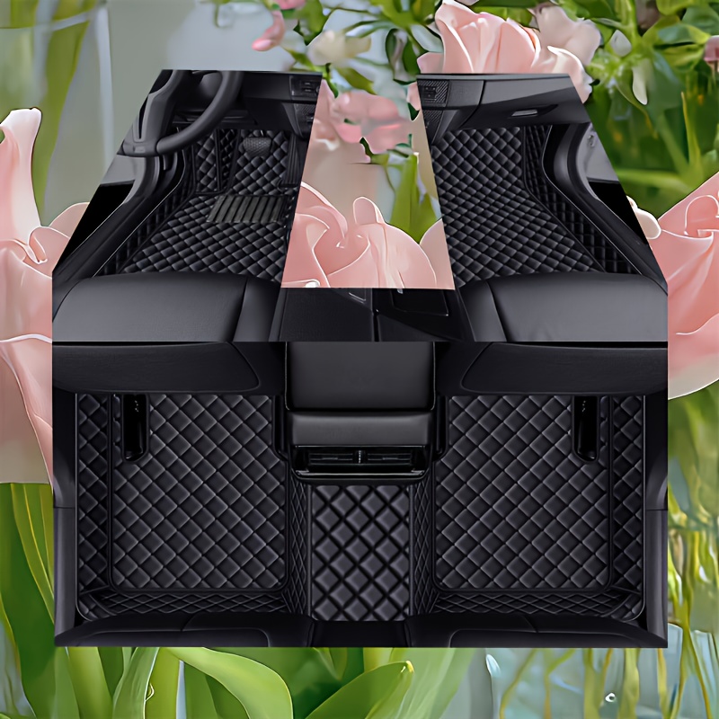 TEMU For Ev6 2022-2024 Left Hand Drive Full Coverage Car Foot Mats 3pcs Set | Dual-tone Faux Pu Faux Pu Leather Craft | Use | Exquisite | No Pedal ,