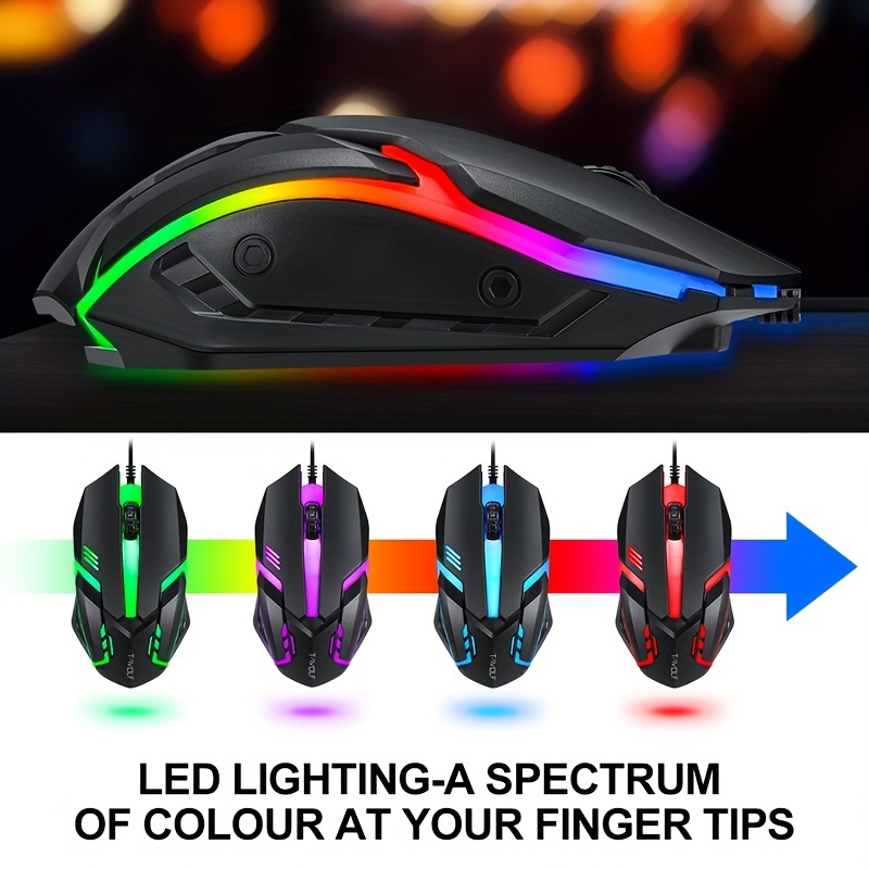 

V1 Wired Mouse Usb Gaming Glow Computer Laptop Home Office Factory Mouse, Office, Home, Business, Gaming, Pc, Tablet, Gaming Glow Mouse
