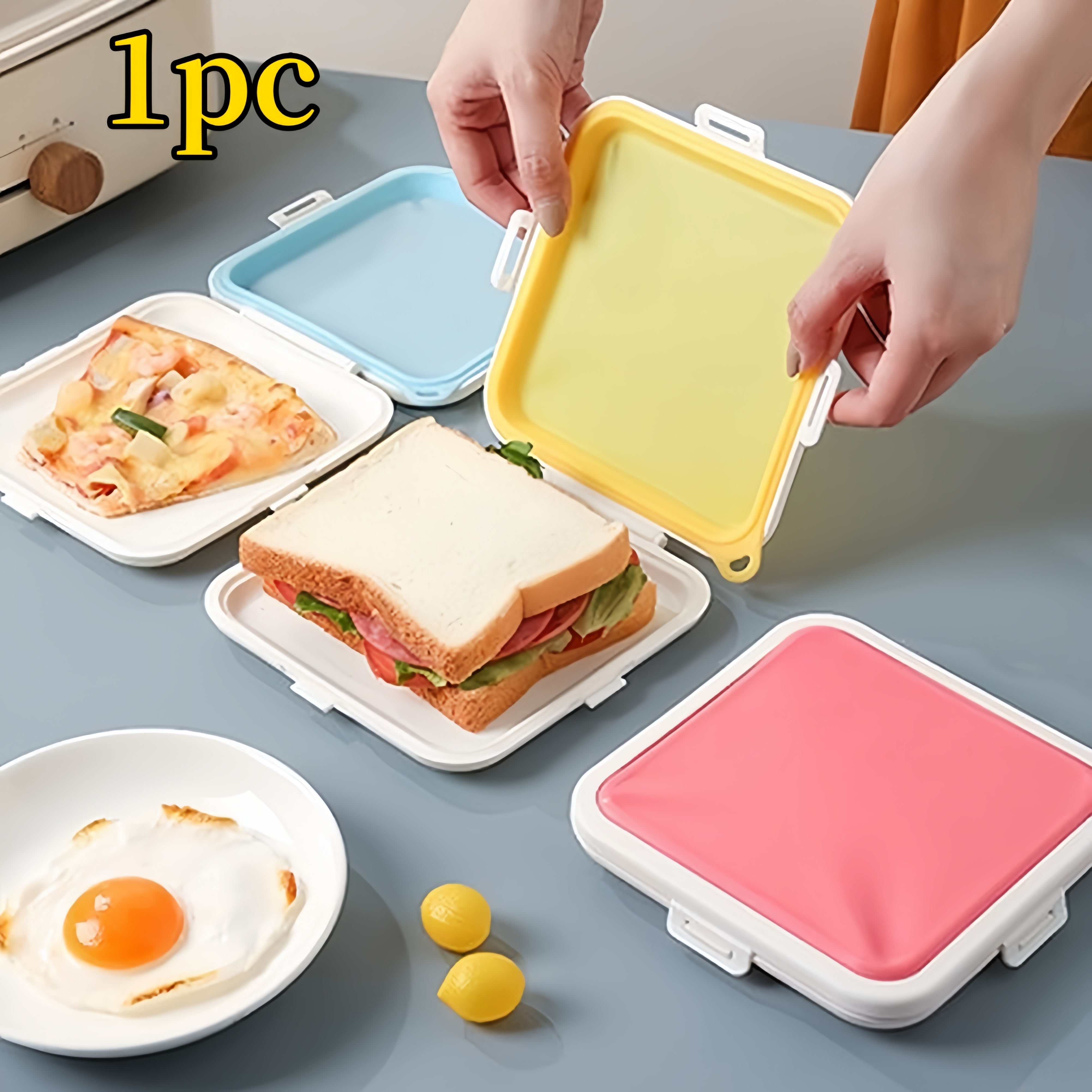 

1pc Microwaveable Box Lid, Plastic Portable Container, & Box, Safe, Uncharged, For Dishwasher Safe, & Sealable,