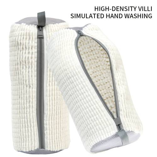 1 2pcs washer and dryer shoe bags reusable dust proof shoe cleaning bags for sports and tennis shoes cleaning kit white