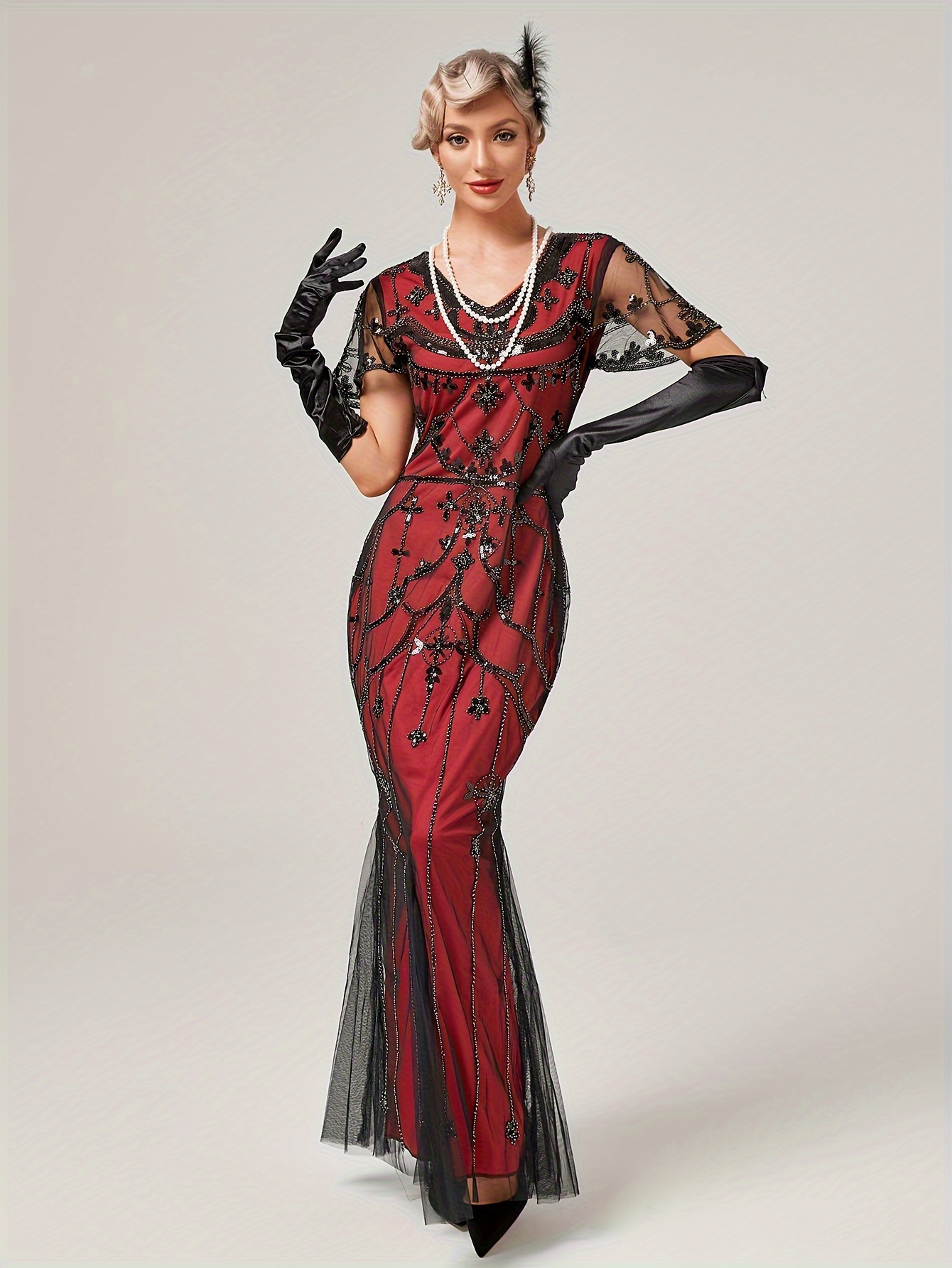 1920s vintage sequin party dress fringe banquet dance - Temu