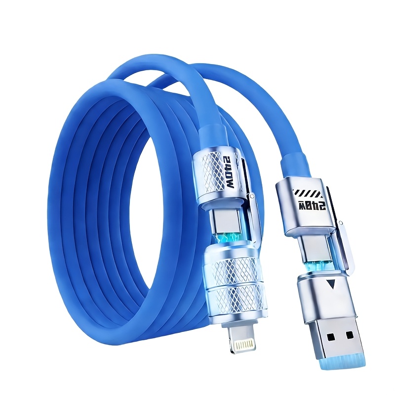 This Is a Versatile 4-In-1 USB C Lightning Data Cable That Can Deliver Up to 240W of Charging Power. It Is Compatible with for Iphone 16/15, Macbook, And Ipad, And Supports Lightning, Type C, And USB A Interfaces 8 This Is a Versatile 4-In-1 USB C Lightning Data Cable That Can Deliver Up to 240W of Charging Power. It Is Compatible with for Iphone 16/15, Macbook, And Ipad, And Supports Lightning, Type C, And USB A Interfaces - Image 8