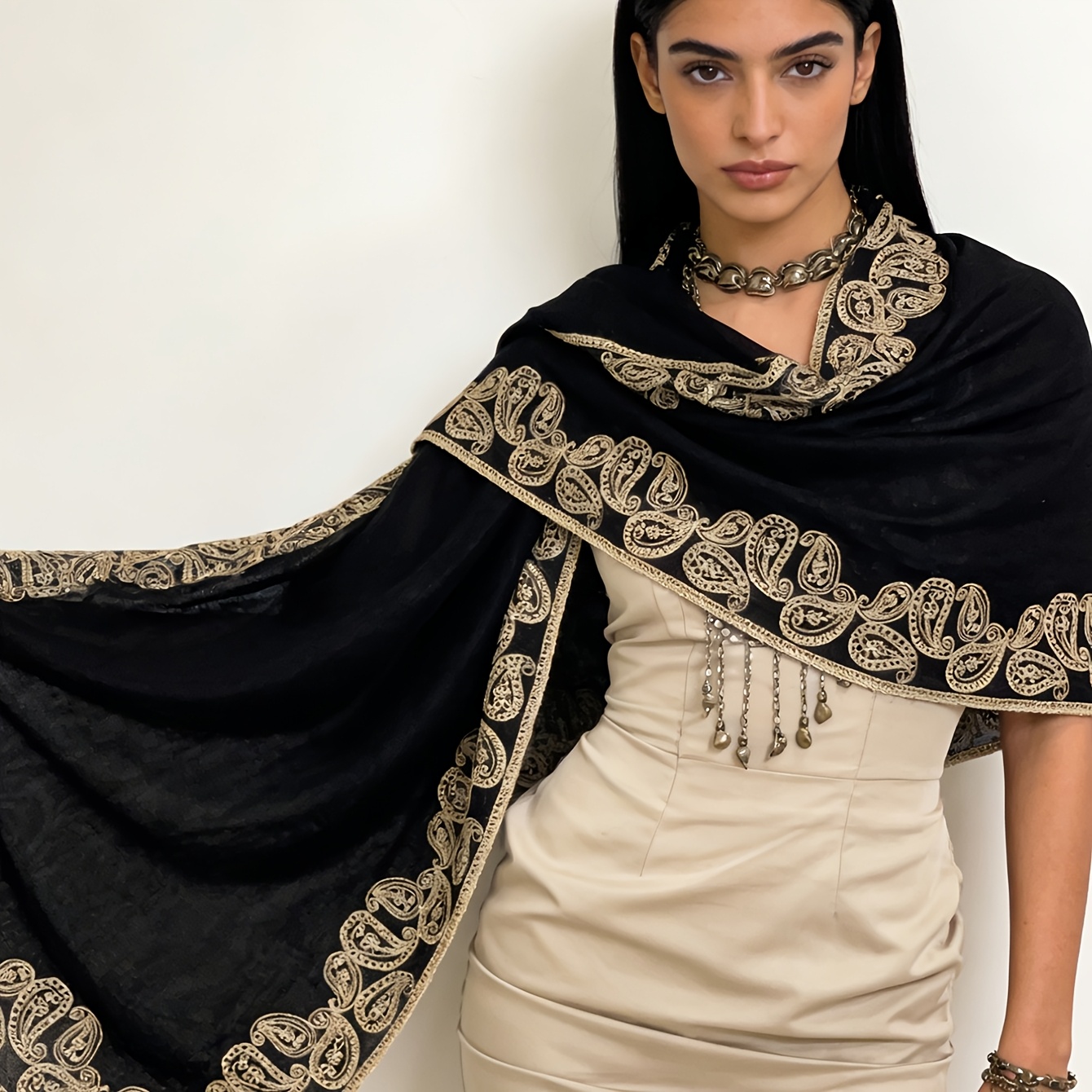 TEMU Plain Party Chiffon Scarf, Semi-sheer Versatile Scarf For , Soft And Elegant Headscarf, Simple And Basic Long Scarf