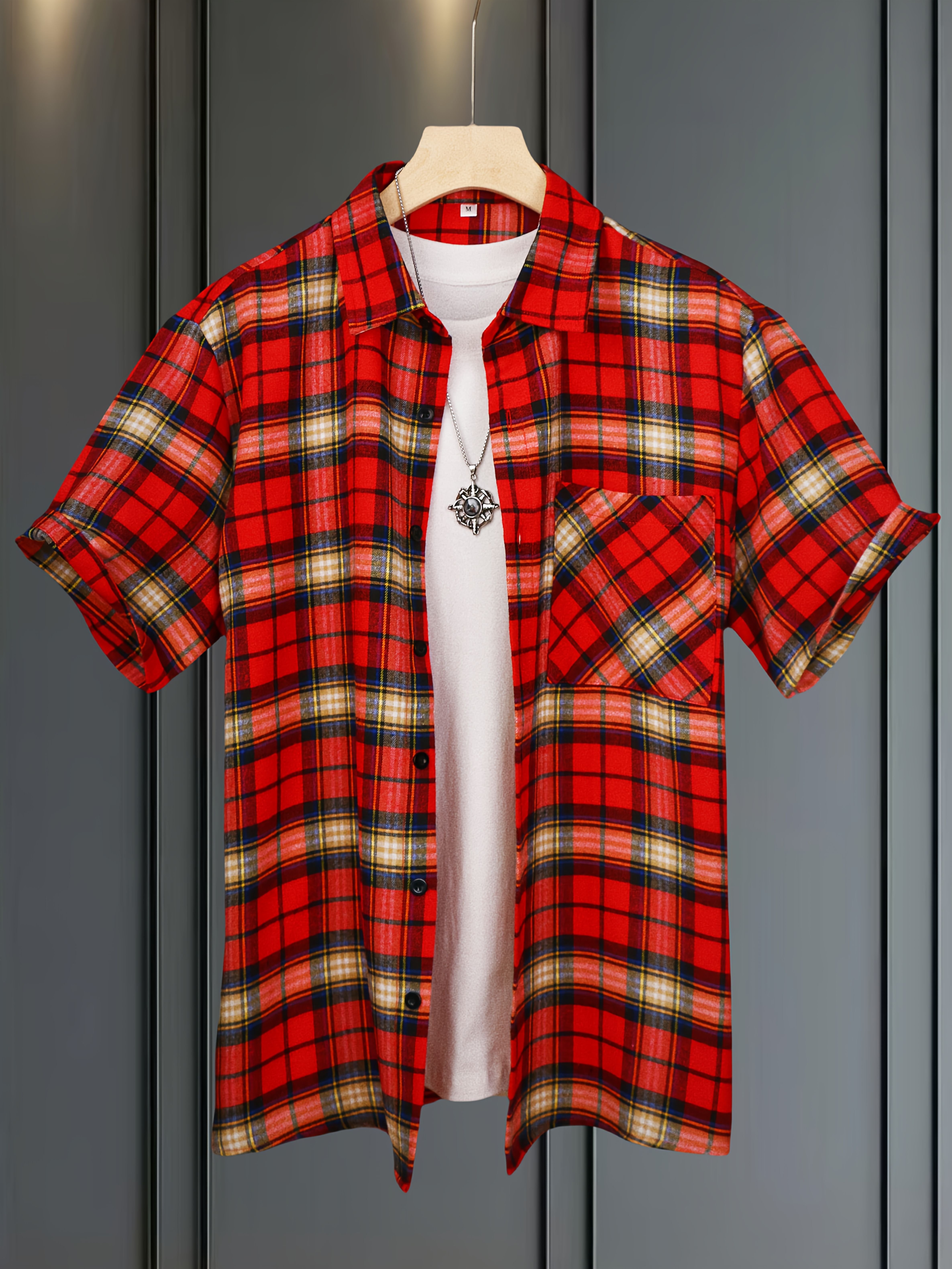 red checkered shirt sold on Temu United States red checkered shirt sold on Temu United States