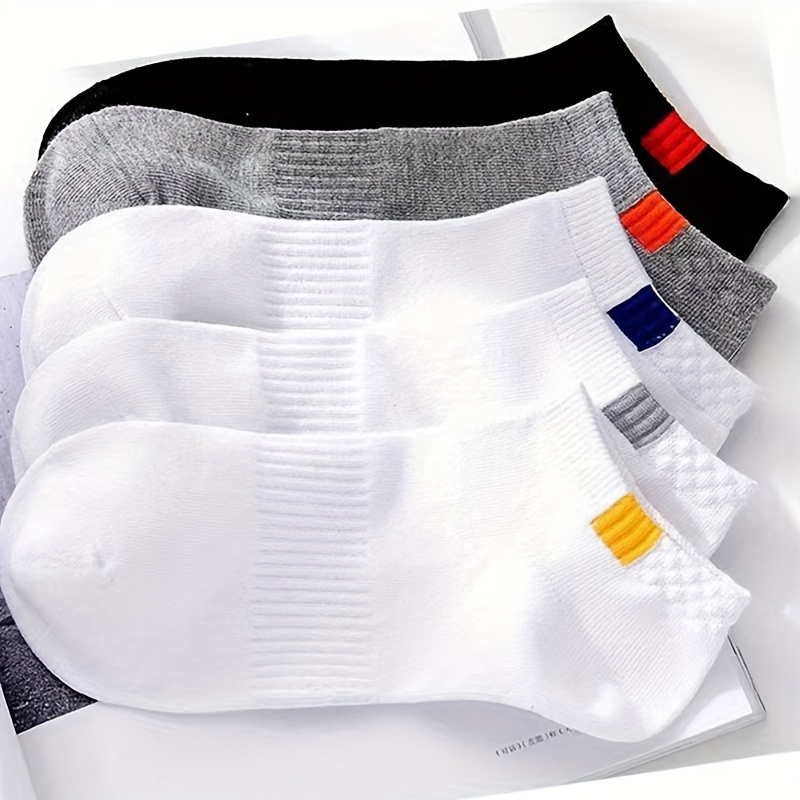 

5pcs Men's Breathable Socks - Odor-resistant, Sweat Absorbent, Low-cut Ankle Socks For