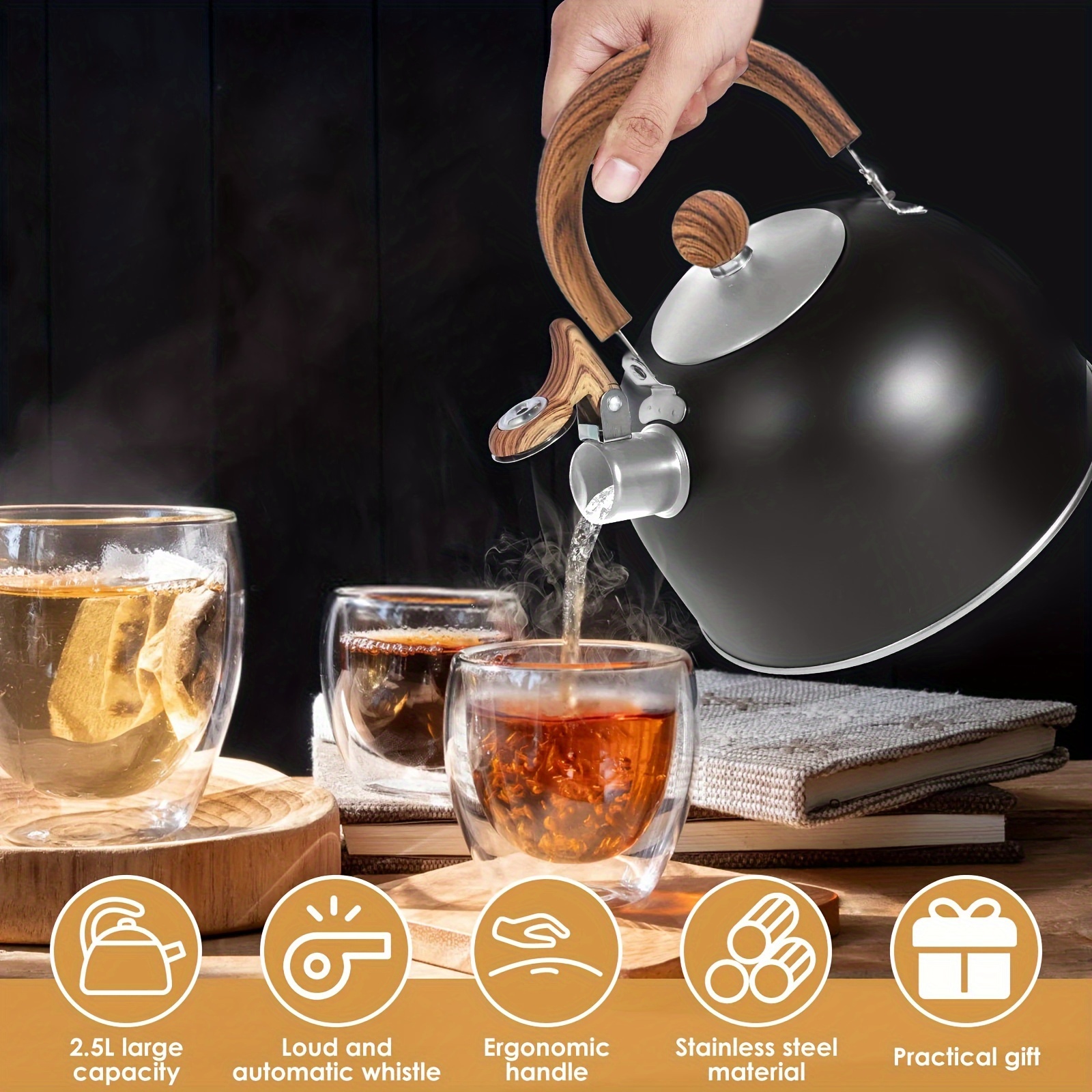 ティーケトル 笛吹きケトル 3.5L、コンロ用笛吹きティーケトル