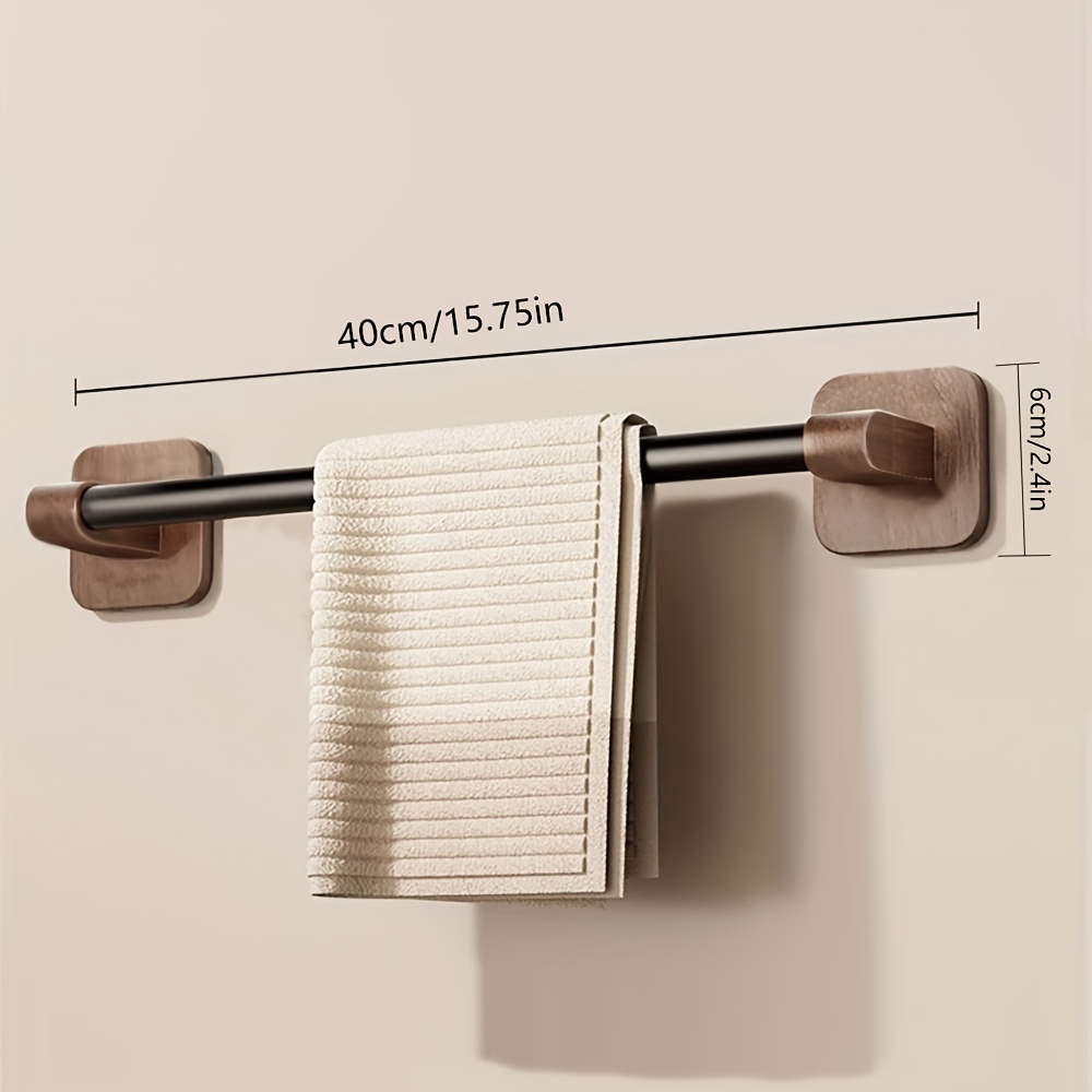 TEMU Porte-serviettes couleur , style perforation, support mural de rangement pour salle de bain, barre unique pour suspendre les serviettes de bain,