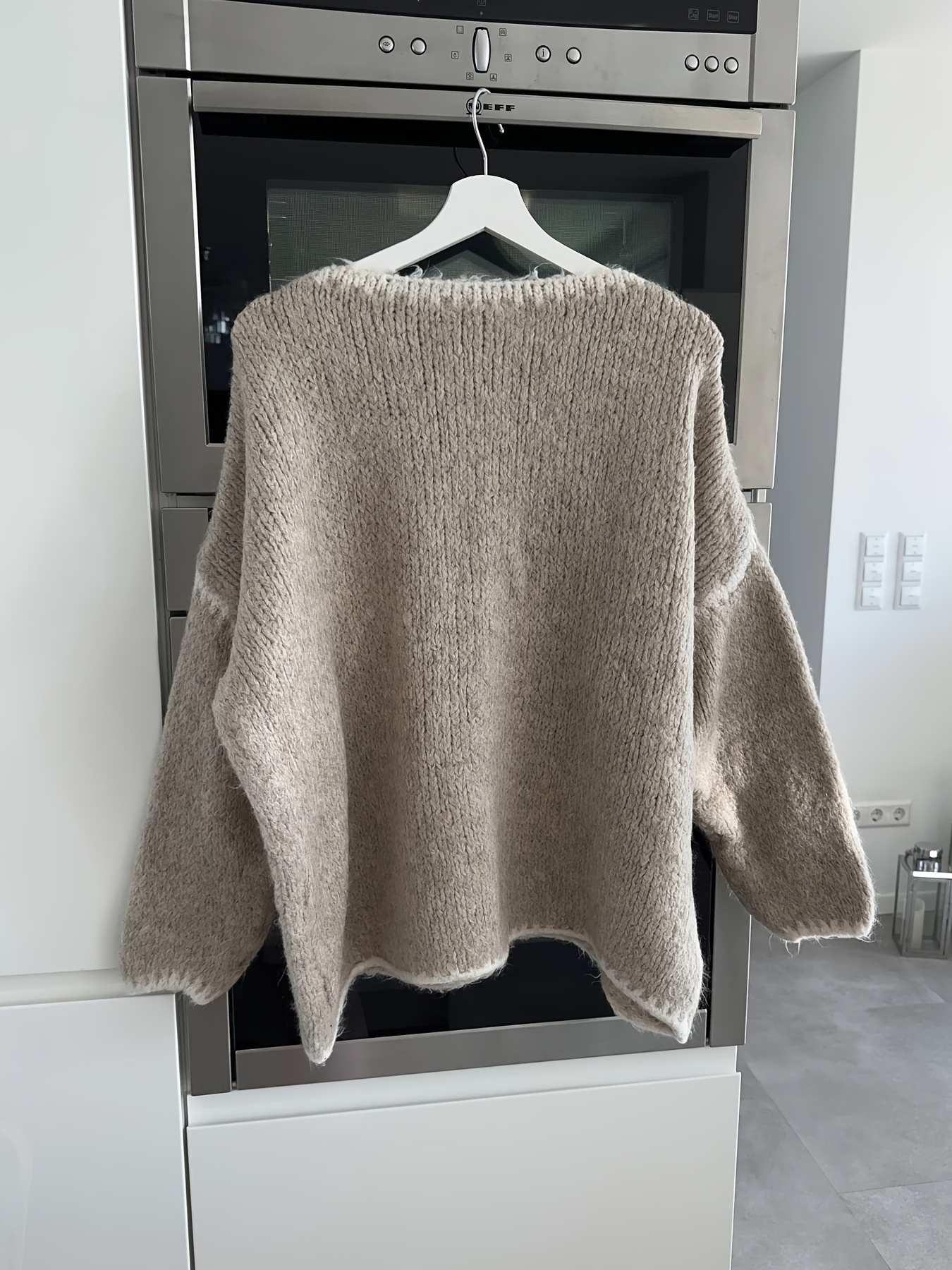 solid off the shoulder color block knit sweater casual polyester fall winter knit fabric 88 2 g m khaki 1