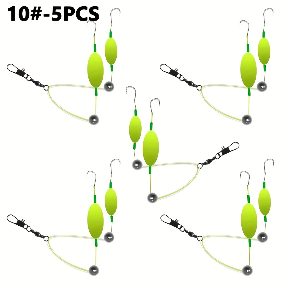 TEMU 5pcs Anti Bottom Device Set, European Popular Bean Floating And Hovering Bait Rigs, No Debugging Off Bottom Flipping Hook, 4# -13# Line Sets