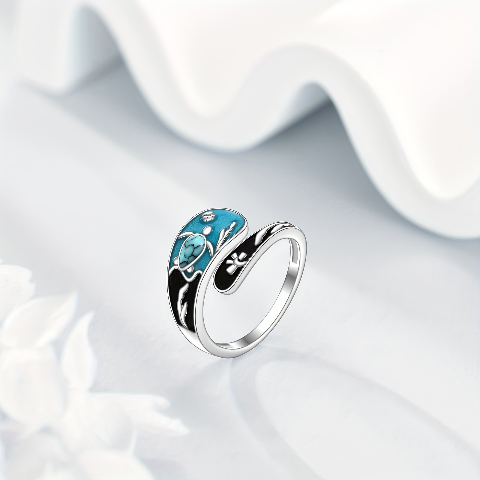 Sea Turtle Adjustable Ring — 925 Sterling Silver