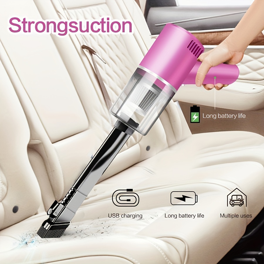 

Pink Car Wireless Vacuum Cleaner Super Suction Super Power Dry And Wet Cleaning Cat Hair Pet Hair Multi-functional Cleaning Handheld Mini Portable