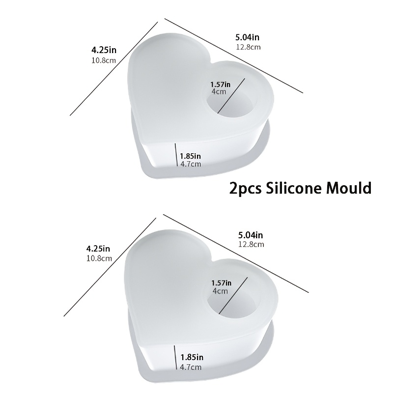 2pcs - Heart-shaped Candle Holder Silicone Mold - Candle Making Tools For Table Decoration - Concrete, Cement, And Gypsum Resin Casting Molds For Home Decor Items