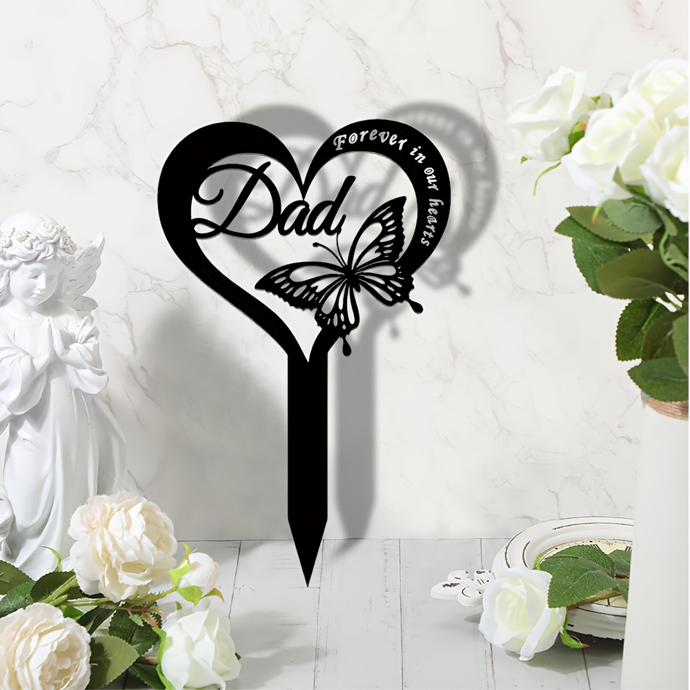 

1 Piece, Cemetery Decoration Plaque, Father Memorial Garden Stake, Butterfly Memorial Plaque, Father Memorial Waterproof Stake, Suitable For Outdoor And Garden Decoration